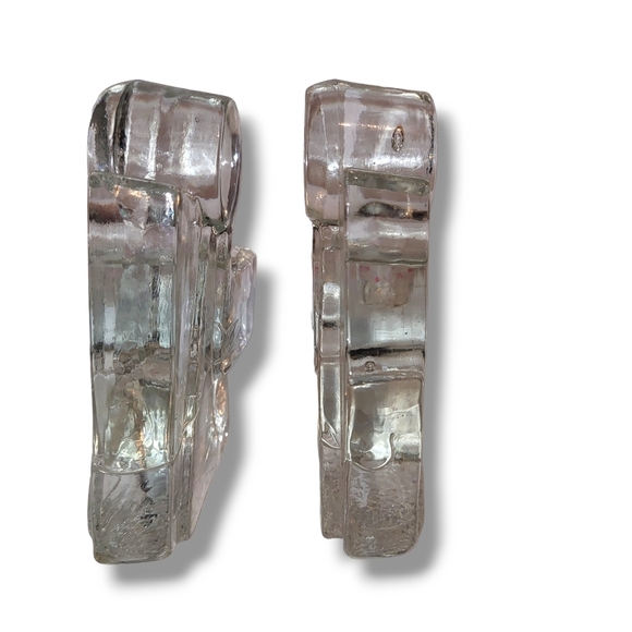 Pair Of Vintage Wiesenthal Hutte Glacier Ice Textured Glass Angel Candle Holders - Picture 6 of 9